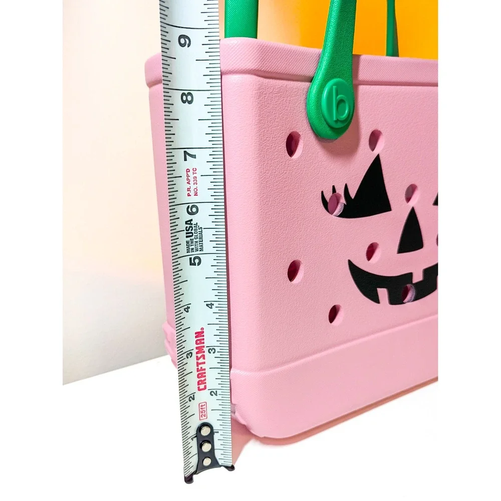 NWT Bitty Bogg Bag Pink Green Halloween Jack-O-Lantern Tote Bag Spooky Pumpkin